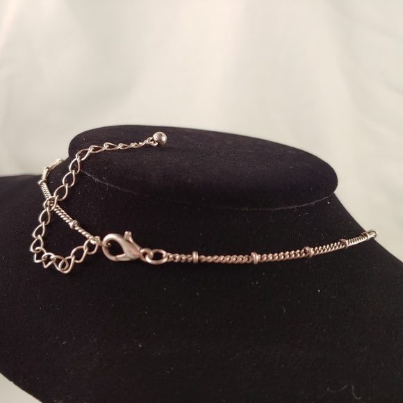 Rhinestone Turquoise Silver Tone Chain Necklace 23"-26" Pendant - Picture 6 of 6